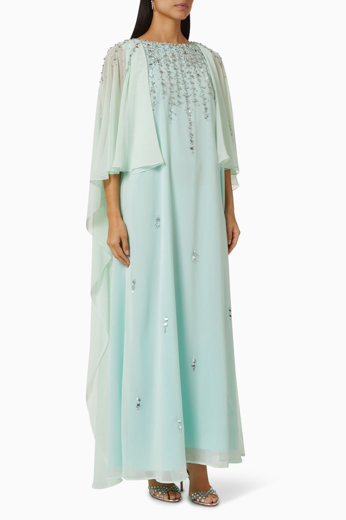 

Thoub in Sequin Bead Chiffon, Blue