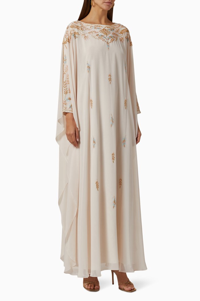 

Embellished Kaftan in Chiffon, Neutral