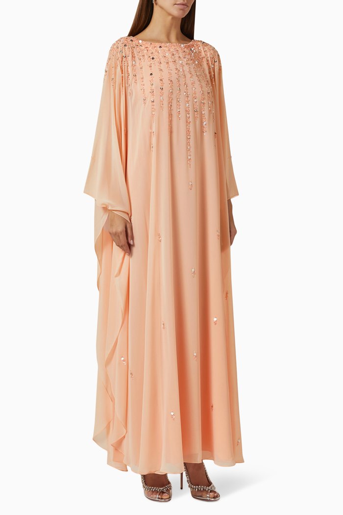 

Embellished Kaftan in Chiffon, Orange