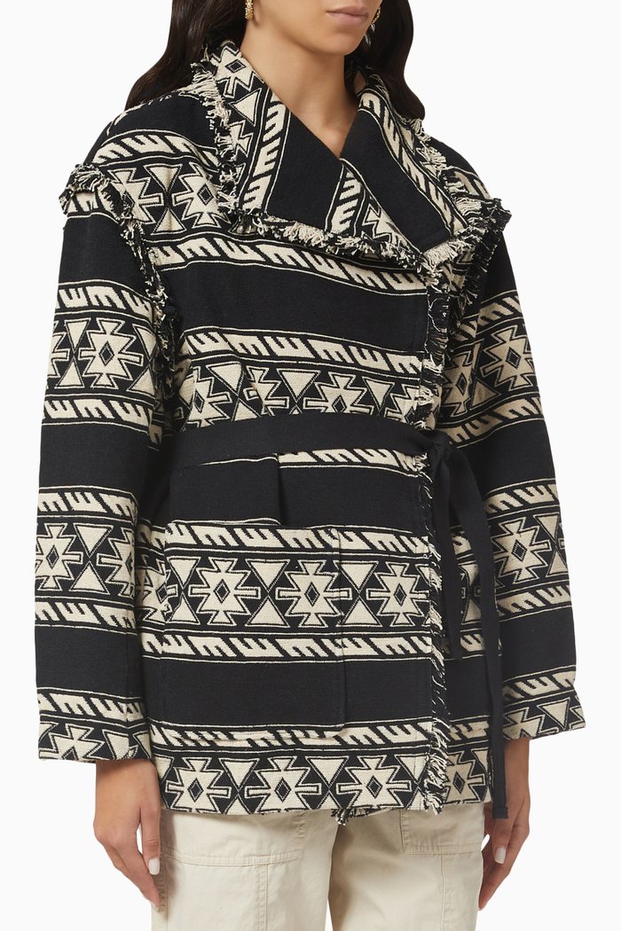 

Josialo Belted Jacket in Jacquard, Black