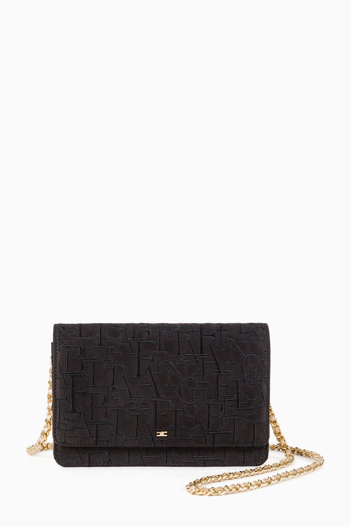 

Logo Lettering Shoulder Bag in Satin, Black