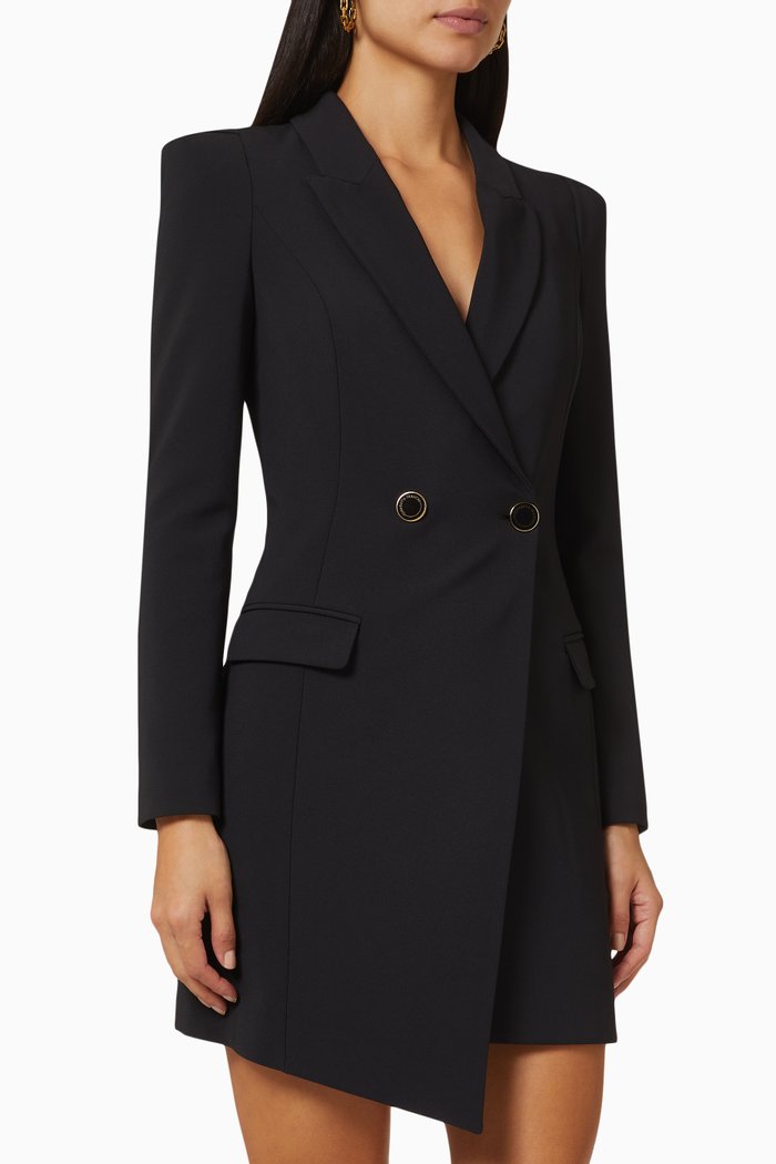 

Asymmetric Coat Dress in Crêpe, Black