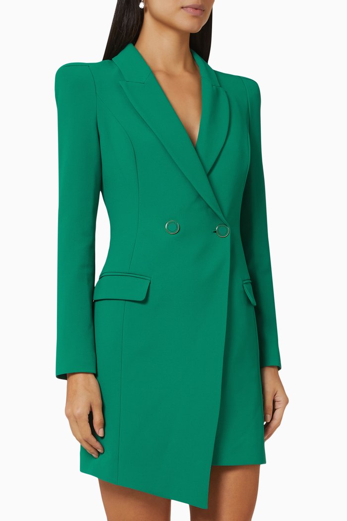

Asymmetric Coat Dress in Crêpe, Green