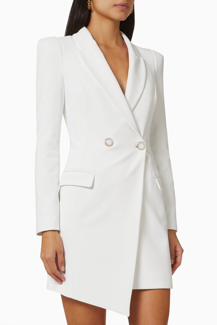 

Asymmetric Coat Dress in Crêpe, White
