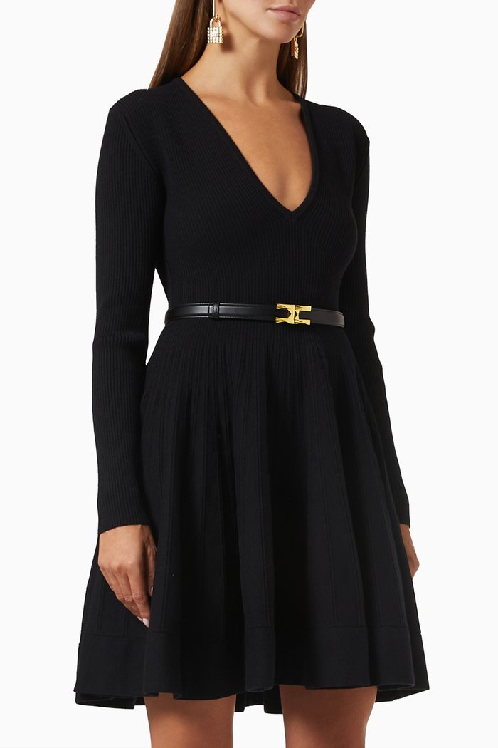 

Ribbed Midi Dress in Viscose-blend, Black