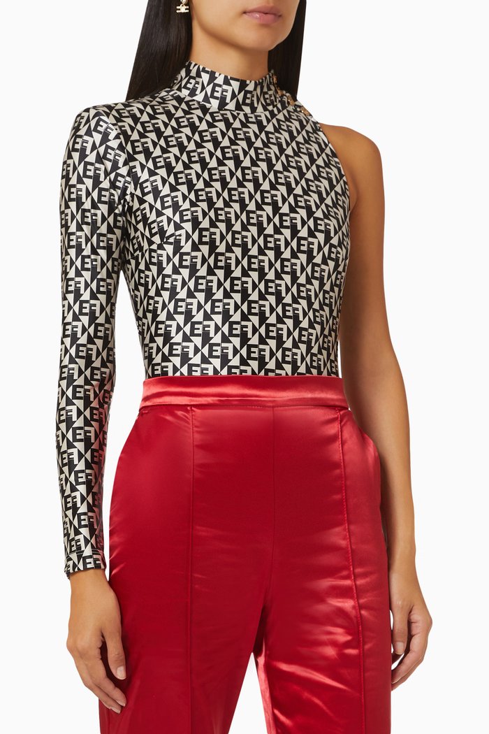 

Diamond Print Bodysuit in Lycra, Black