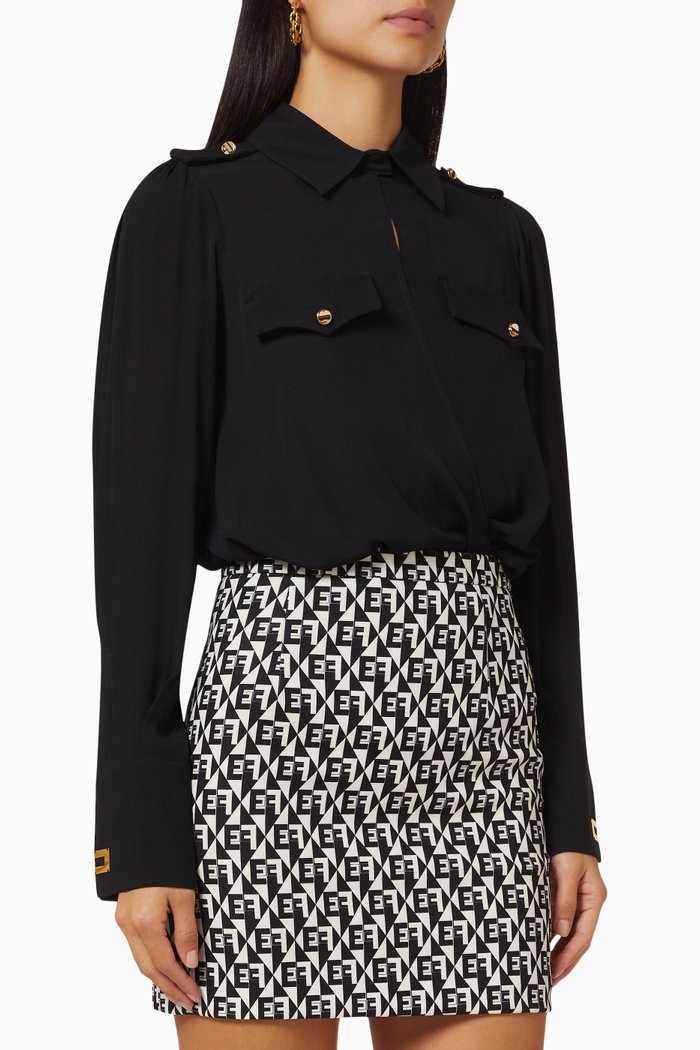 

Shirt Bodysuit in Viscose, Black