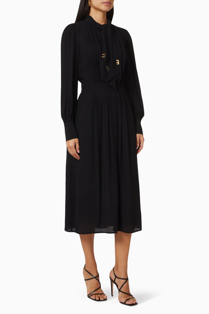 

Midi Dress in Viscose Georgette, Black