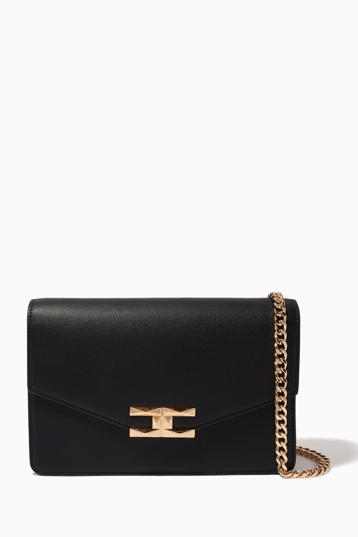 

Large Wallet on Chain Purse in Faux Smooth Leather, Black