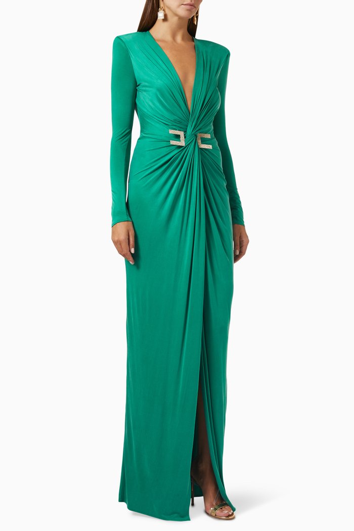 Gown in Cupro Jersey, Green