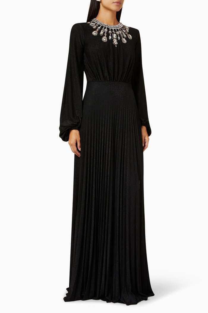 

Stone Embellished Dress in Lurex Jersey, Black