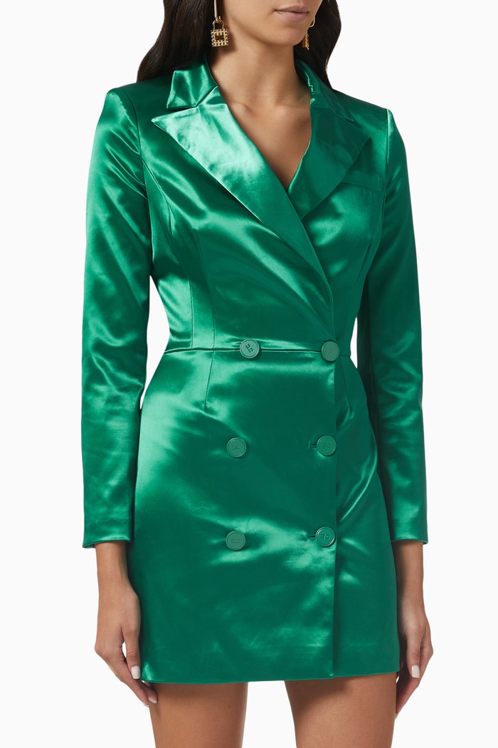 

Blazer Mini Dress in Satin, Green