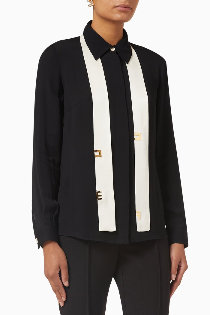 

Tie Logo Shirt in Viscose, Black