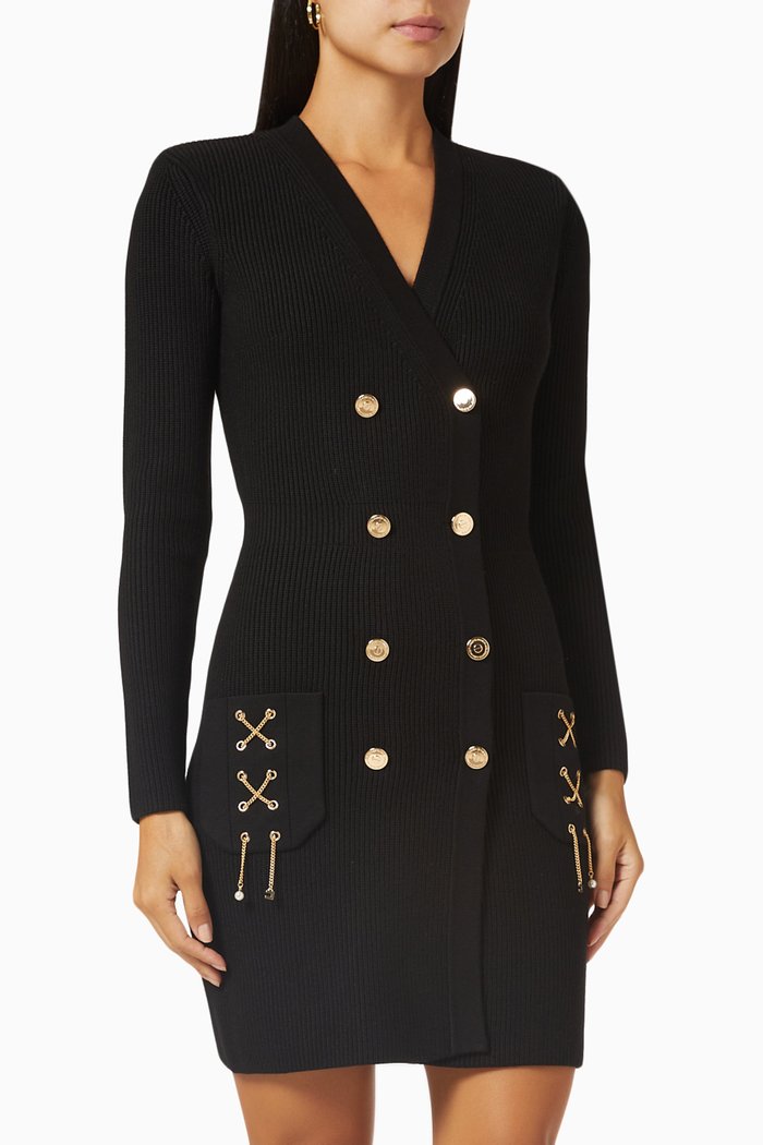 

Criss-cross Chain Mini Dress in Knit, Black