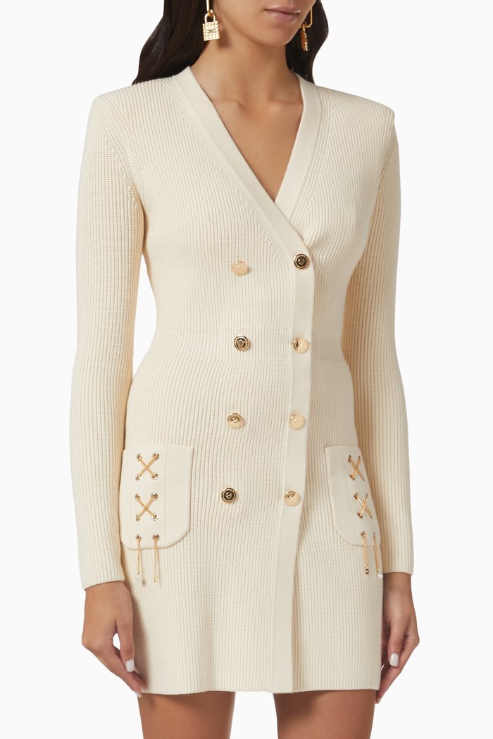 

Criss-cross Chain Mini Dress in Knit, Neutral