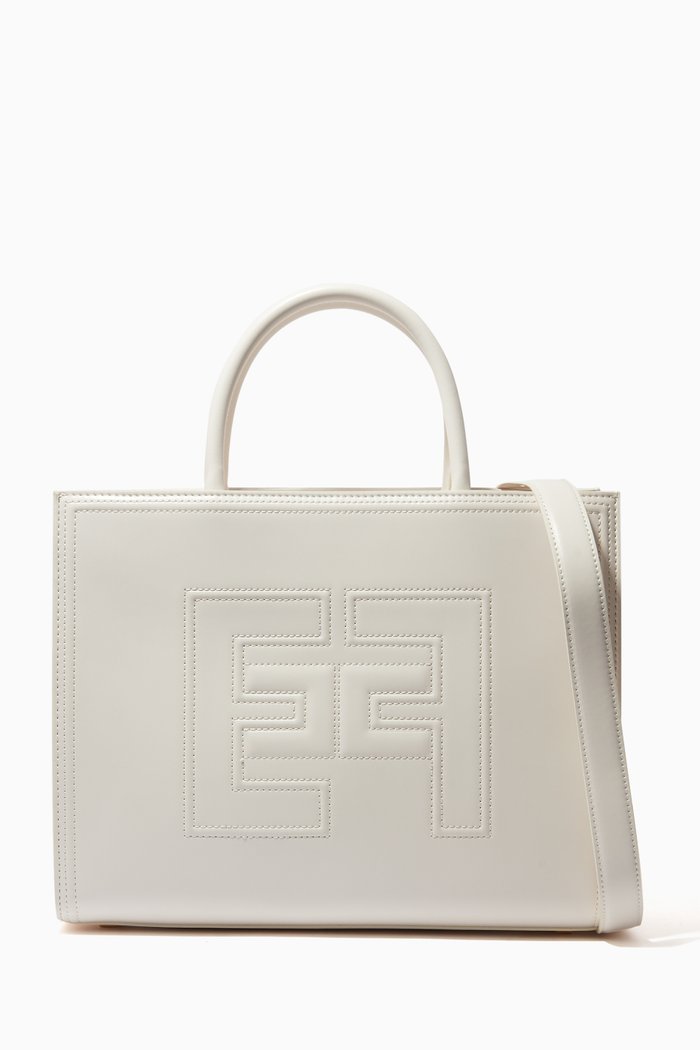 

Medium EF Embossed Tote Bag in Faux-leather, Neutral