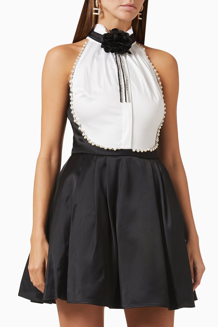 Tuxedo Mini Dress in Viscose, White