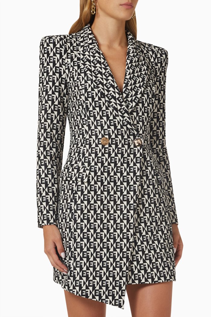 

Diamond Print Coat Dress in Stretch Crepe, Black