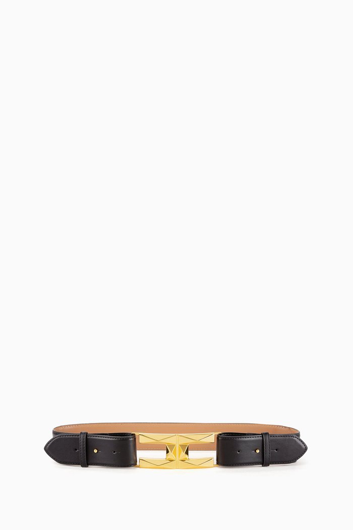 

Maxi Logo High-waist Belt in Faux Leather, Black