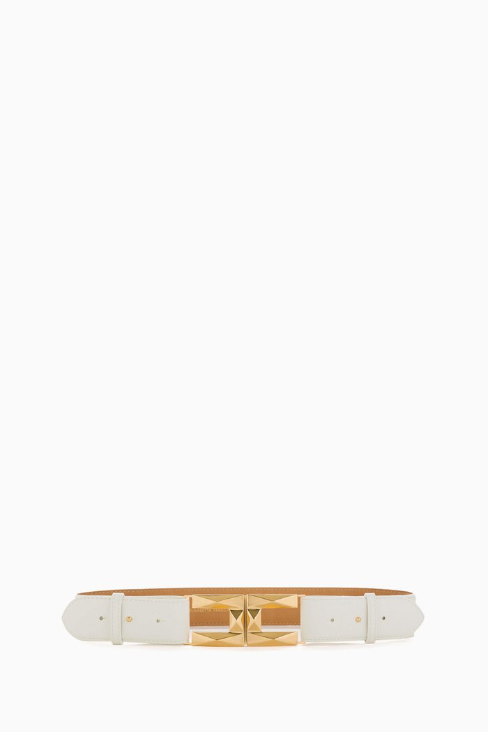 

Maxi Logo High-waist Belt in Faux Leather, White