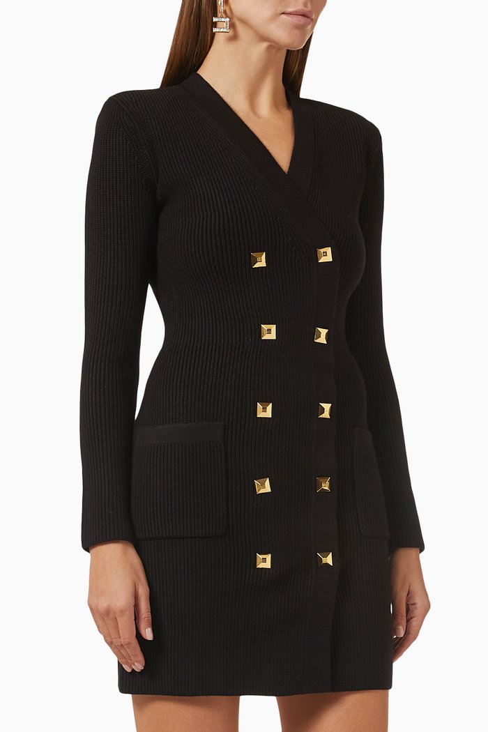 

Studded Mini Dress in Knit, Black