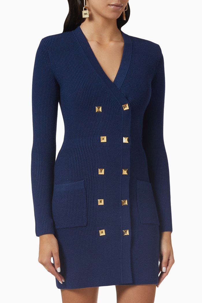 

Studded Mini Dress in Knit, Blue