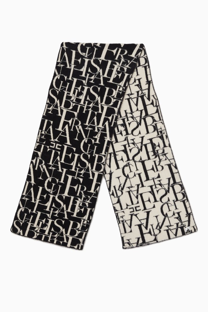 

Logo Lettering Scarf in Faux Fur, Black