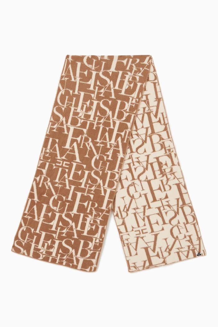 

Logo Lettering Scarf in Faux Fur, Brown