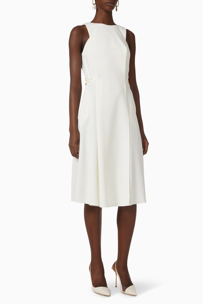 Buckle Midi Dress, White