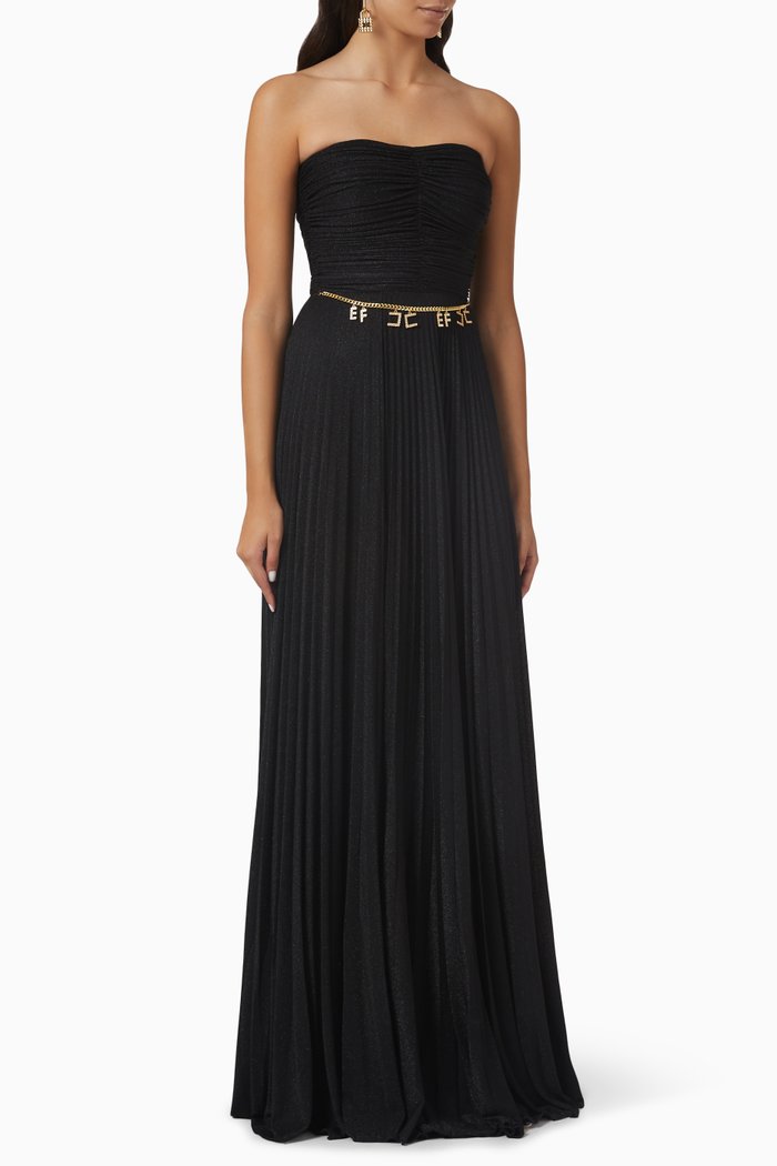 

Logo-belt Maxi Dress in Lurex-jersey, Black