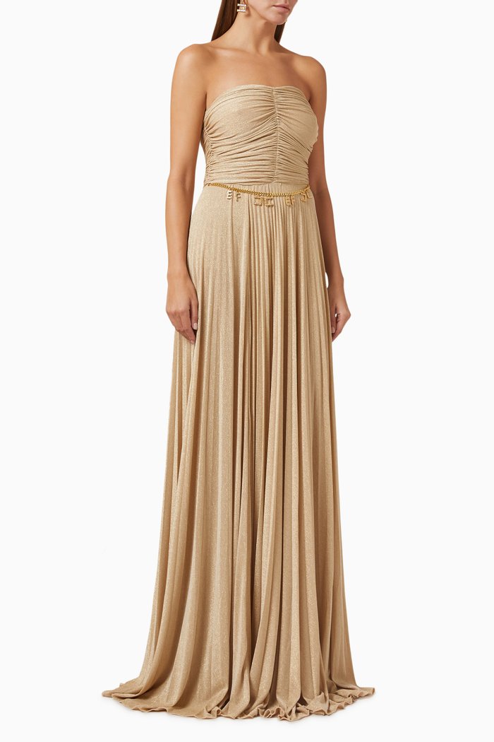 

Logo-belt Maxi Dress in Lurex-jersey, Brown