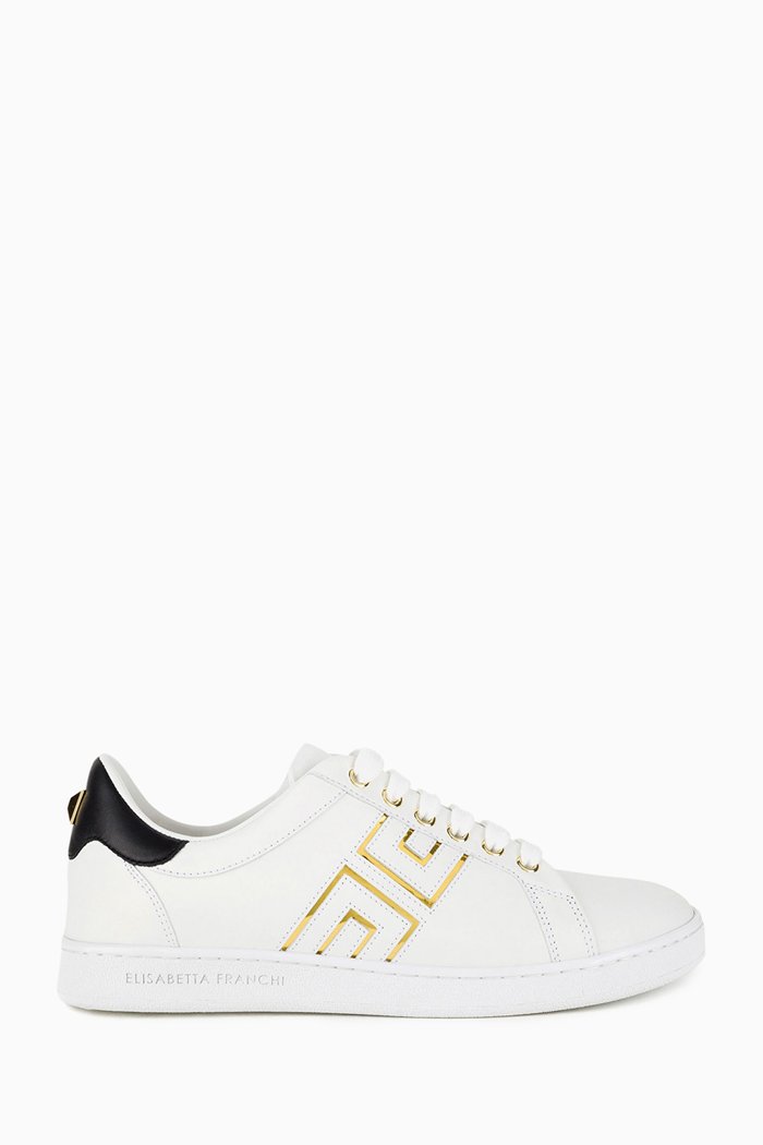 

Mirrored Logo Sneakers in Leather, White