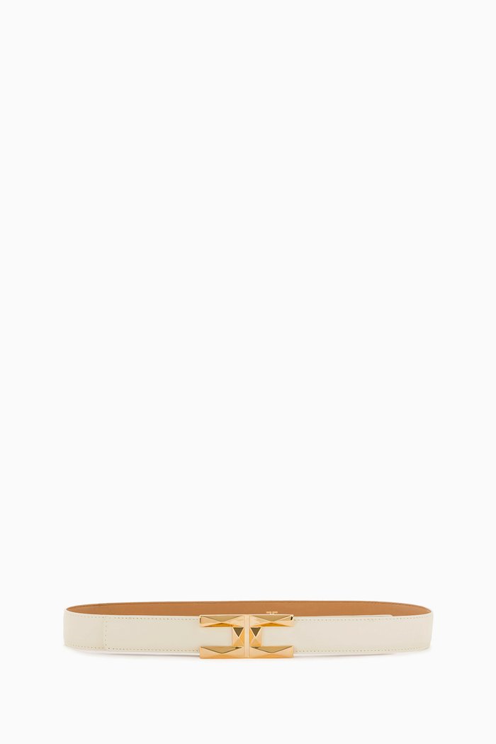 

Logo High-waist Thin Belt in Faux Leather, Neutral