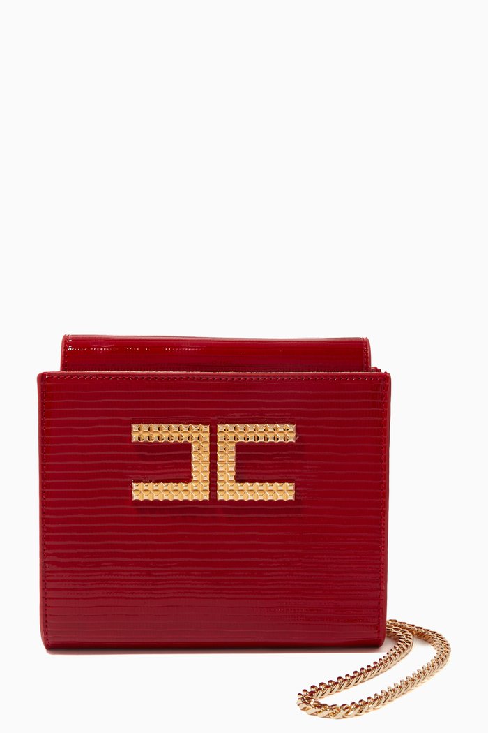 

Squared Logo Clutch Bag, Red
