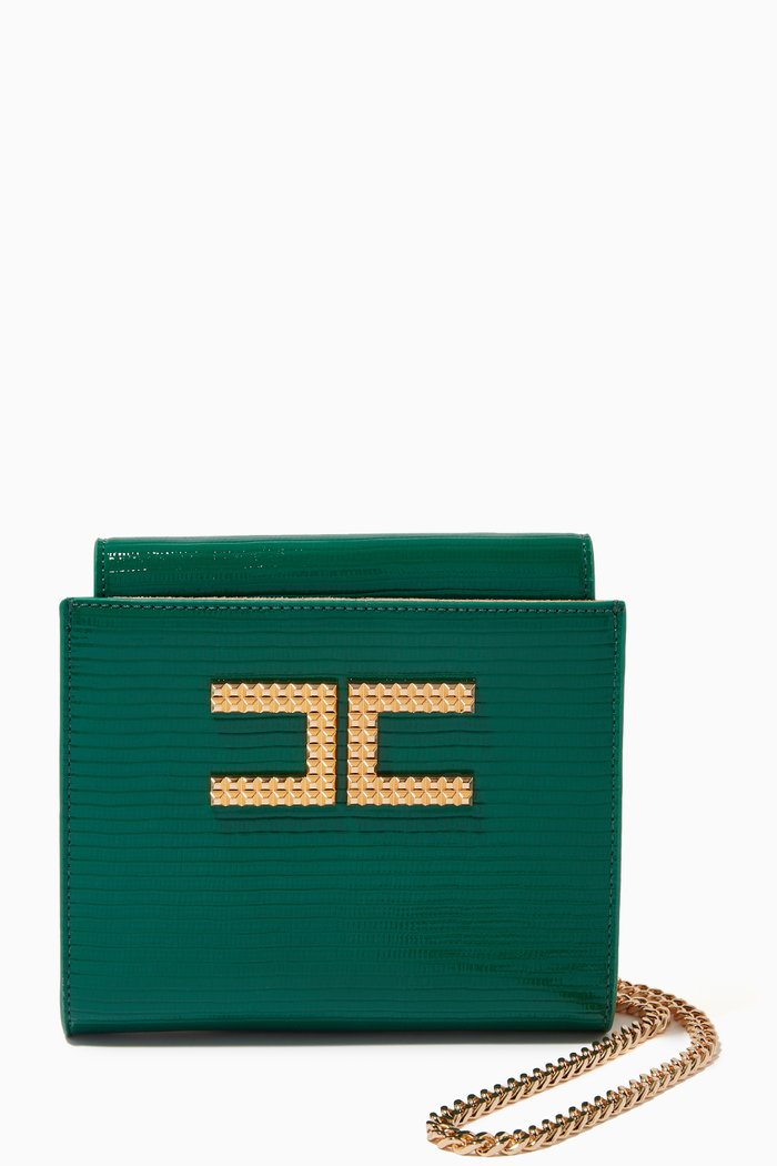 Squared Logo Clutch Bag, Green