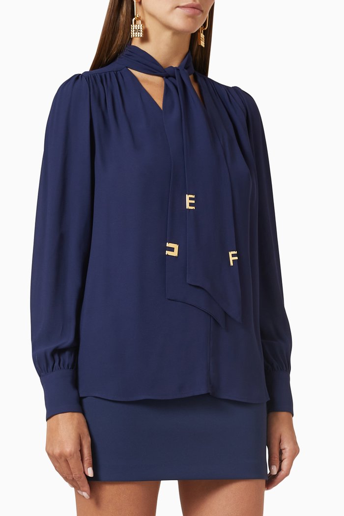 

Foulard Scarf Blouse in Georgette, Blue