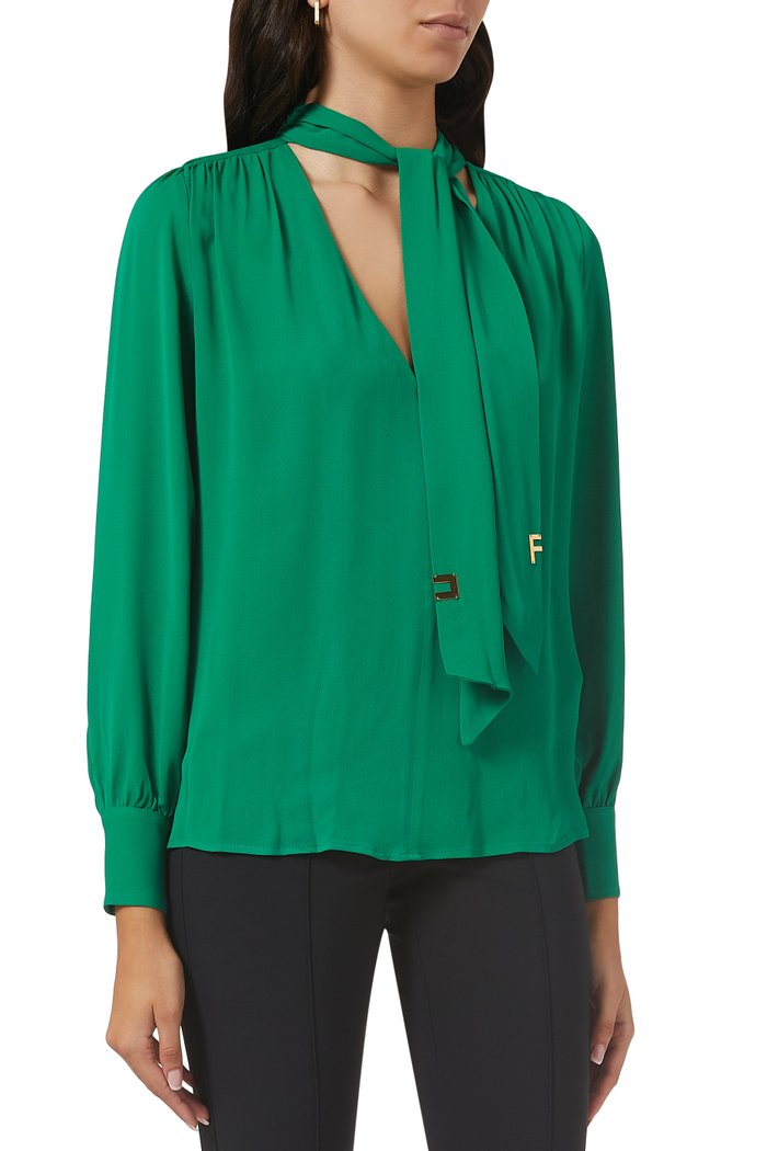

Foulard Scarf Blouse in Georgette, Green