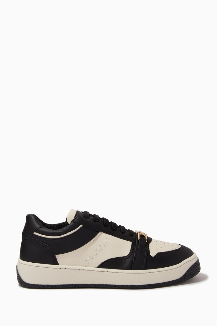 Two-tone Sneakers in Regenerated Leather, Black