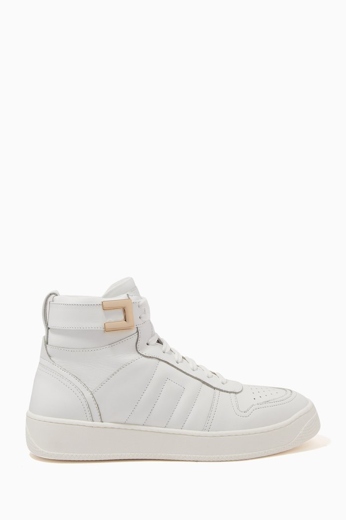 

EF High-top Sneakers in Regenerated Calfskin Leather, White