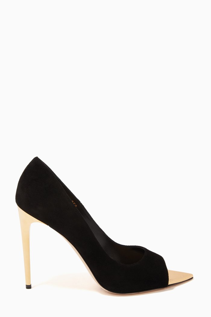 

Open-toe 105mm Pumps in Suede, Black