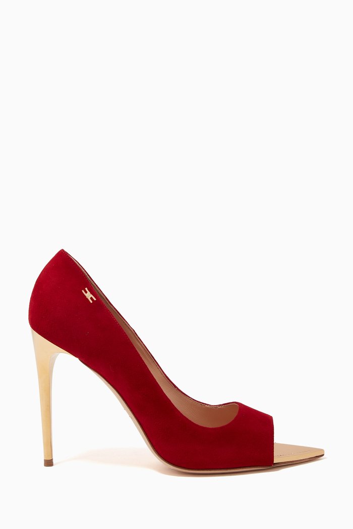 

Open-toe 105 Pumps in Suede, Red