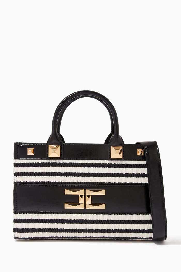 

Small Striped Shopper Bag in Textured-fabric, Multicolour