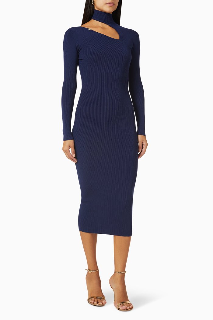 

Cut-out Midi Dress in Lyocell, Blue