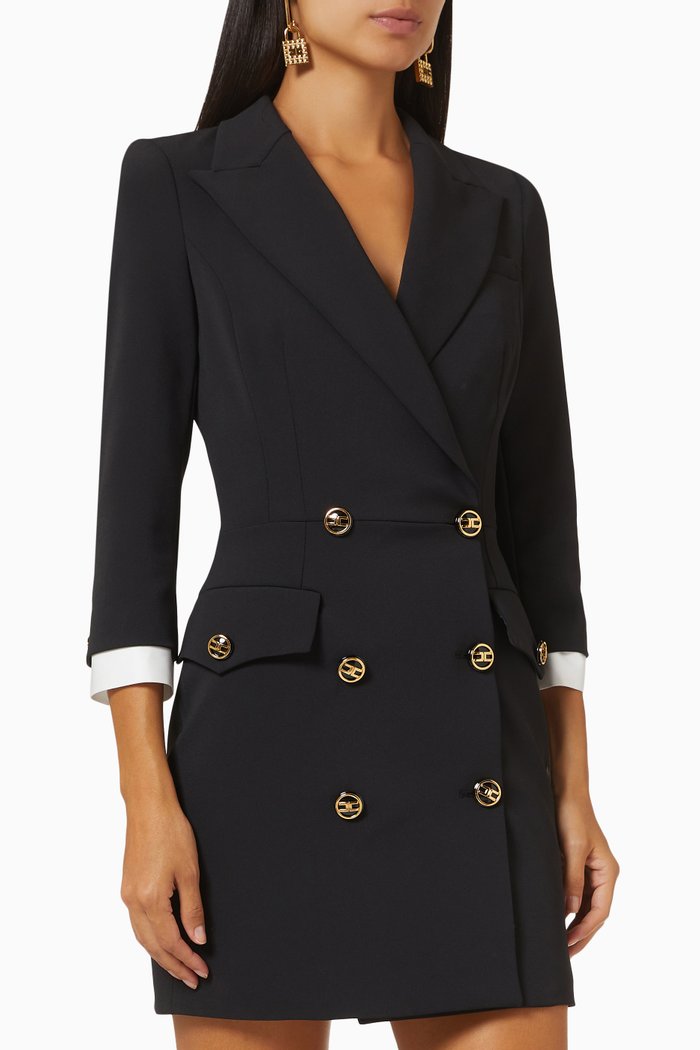 

Double-breasted Blazer Dress in Crêpe, Black