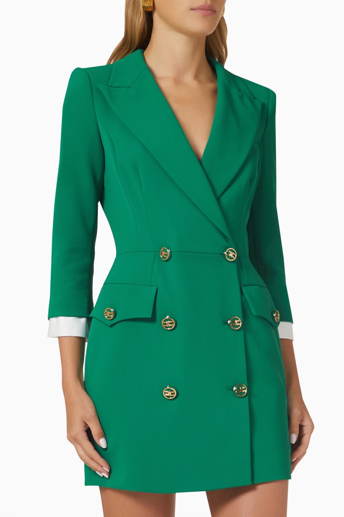 

Double-breasted Blazer Mini Dress in Crêpe, Green