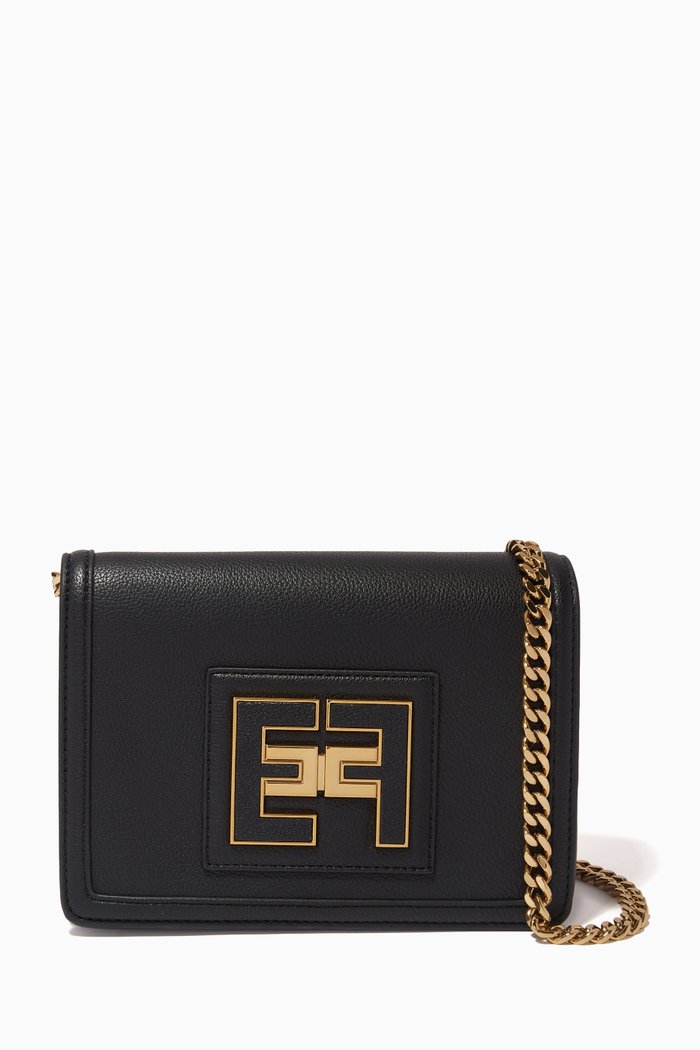 EF Wallet on Chain in Faux Leather, Black