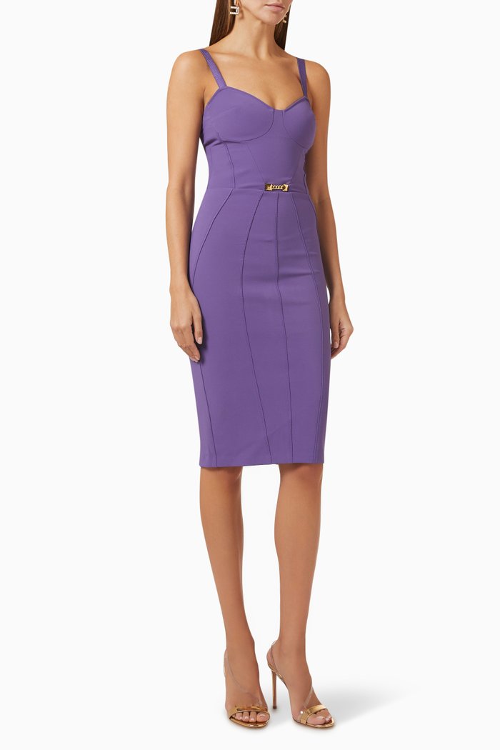 

Bustier Midi Dress in Stretch-crepe, Purple