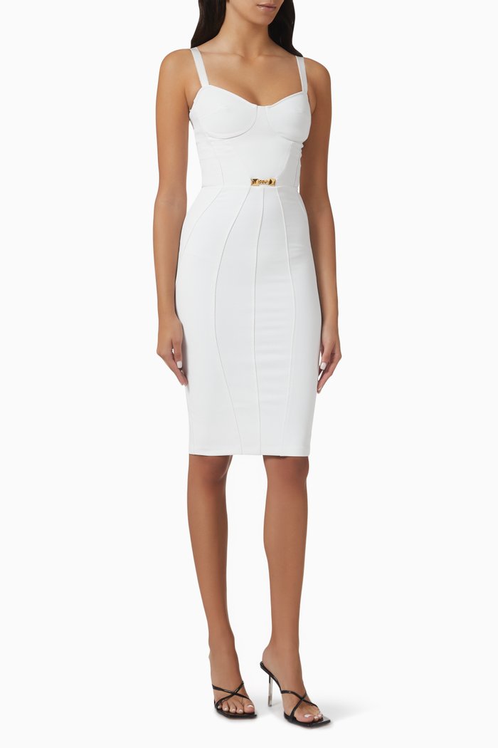 

Bustier Midi Dress in Stretch-crepe, White