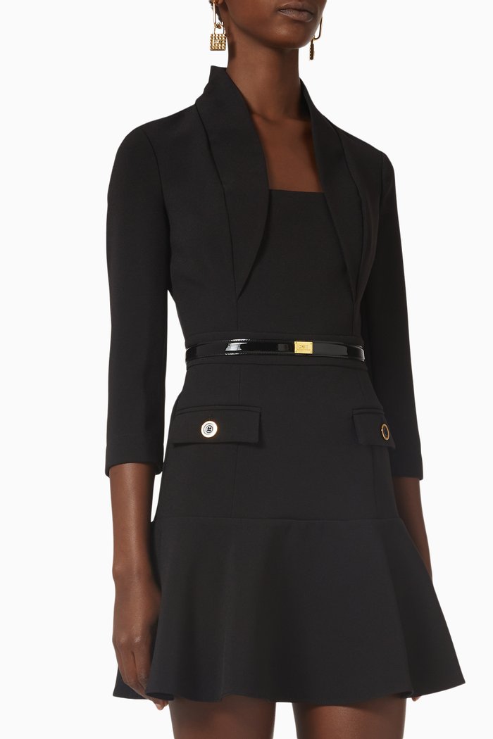 

Bolero Jacket Dress in Stretch Crepe, Black