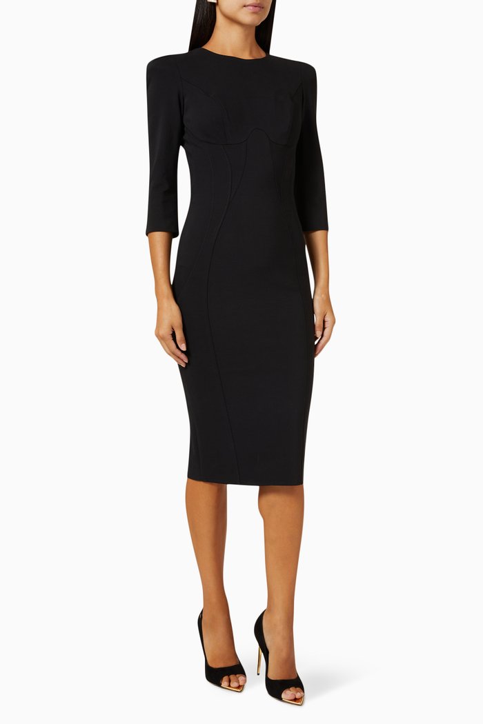 Geometric Cut-out Dress in Viscose-blend, Black